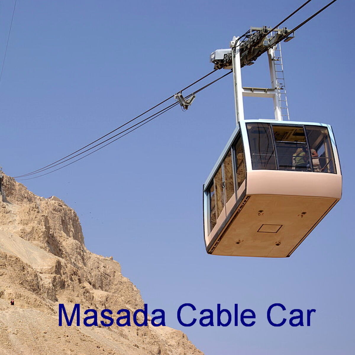 Masada cable car ascent over the Dead Sea